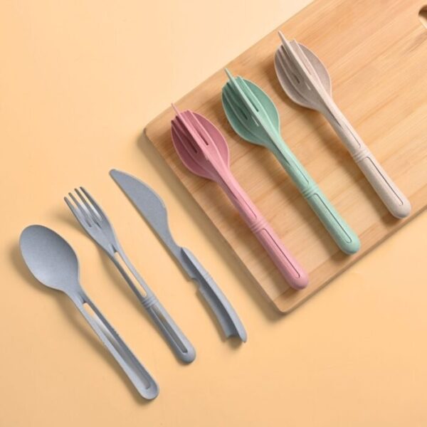 Cutlery Set for Dining Table | Set of 4 | Including Fork, Spoon & Knife | Spoons and Forks Set Made with Rice Husk | Dishwasher Safe Kitchen Set