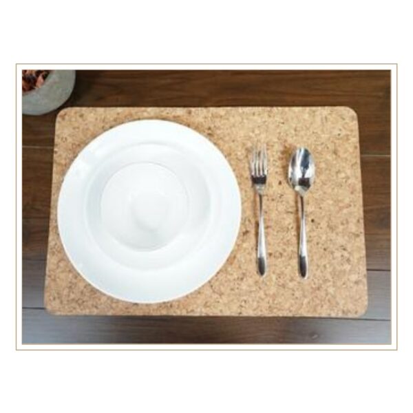 Premium Natural Cork Placemat with Smooth Rounded Corners and Speckled Texture for Sustainable Dining and Heat-Resistant Table Protection