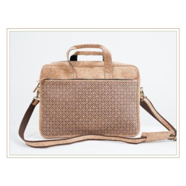 Eco-Friendly Cork Laptop Briefcase with Elegant Diamond Pattern and Adjustable Shoulder Strap for Professional Business and Travel