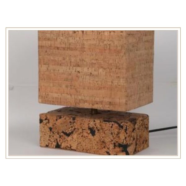 Contemporary Cork Table Lamp with Geometric Base