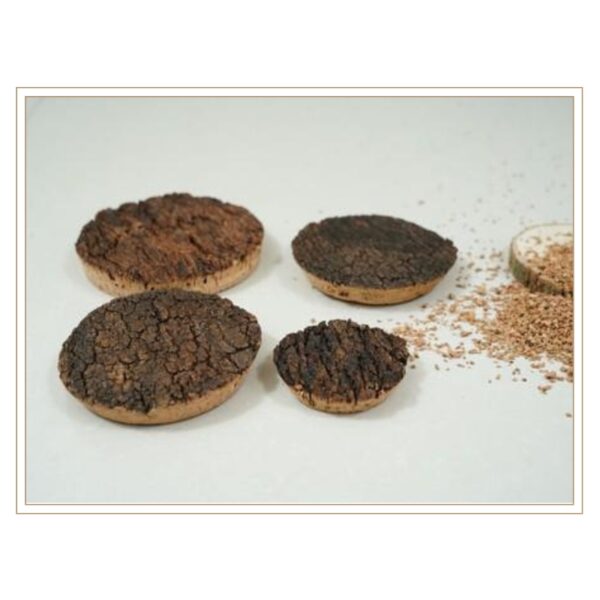 Natural Bark-Finished Cork Disc Stoppers for Rustic Decorative Storage Jars, Artisan Packaging, and Presentation