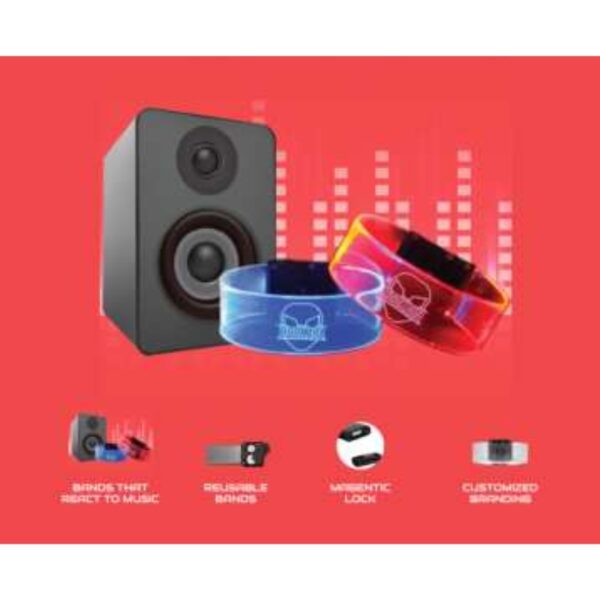 Dual Color LED Bands With Audio-Reactivity and Custom Branding For High-Energy Music Festivals, Parties, and Promotional Events