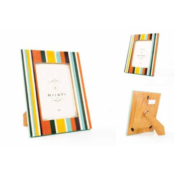 Colorful Striped Wooden Photo Frame – 100% Made in India