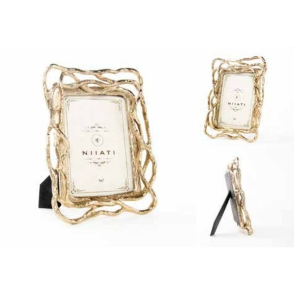 Ornate Antique Gold Metal Photo Frame with Artistic Abstract Branch Design – 100% Made in India