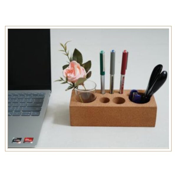 Contemporary Multi-Hole Cork Desk Organizer Block for Efficient Pen Storage and Workspace Organization