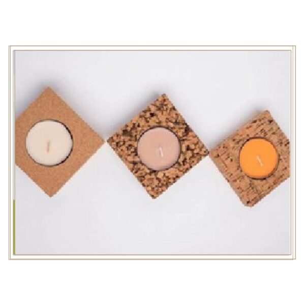 Mixed Cork Square Tea Light Holders – Set of Three Accent Candles