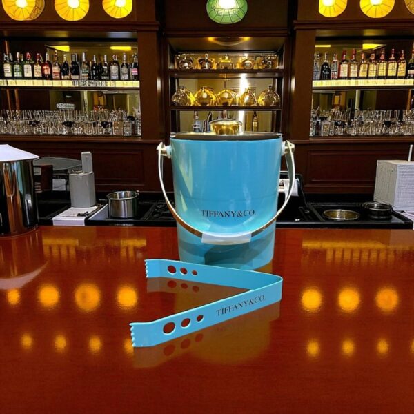 Elegant Tiffany & Co. Inspired Ice Bucket With Serving Tongs