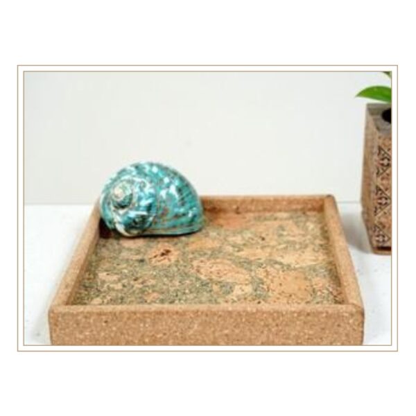 Artisan Cork Display Tray with Rich Varied Texture for Showcasing Decorative Objects and Natural Home Styling