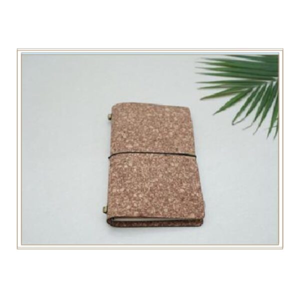 Sustainable Dark Cork Refillable Travel Notebook with Elastic Band for Secure, On-the-Go Organization and Recording