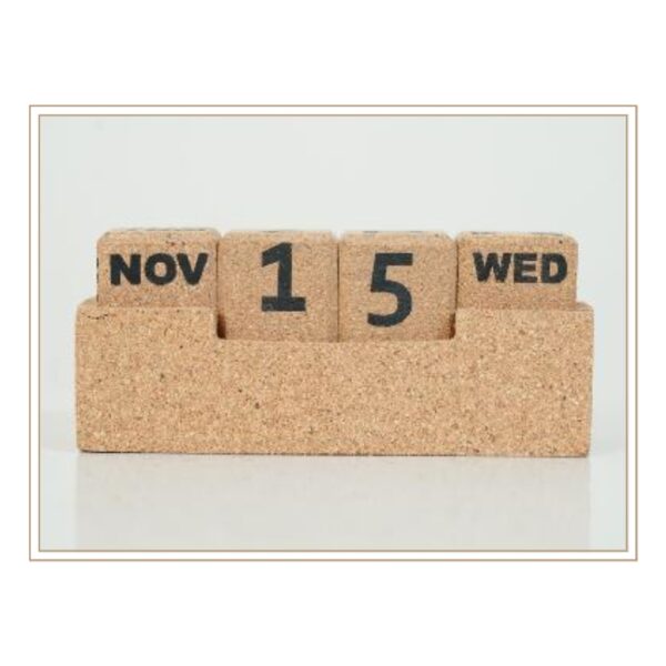 Comprehensive Cork Perpetual Desktop Calendar with Multiple Blocks for Complete Date, Month, and Day Organization