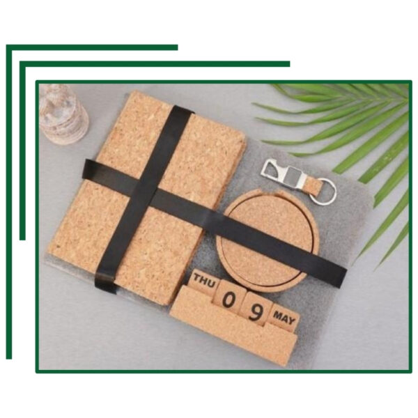 Sustainable Cork Calendar Set with Coaster and Keychain for Eco-Friendly Desk Organization and Time Management