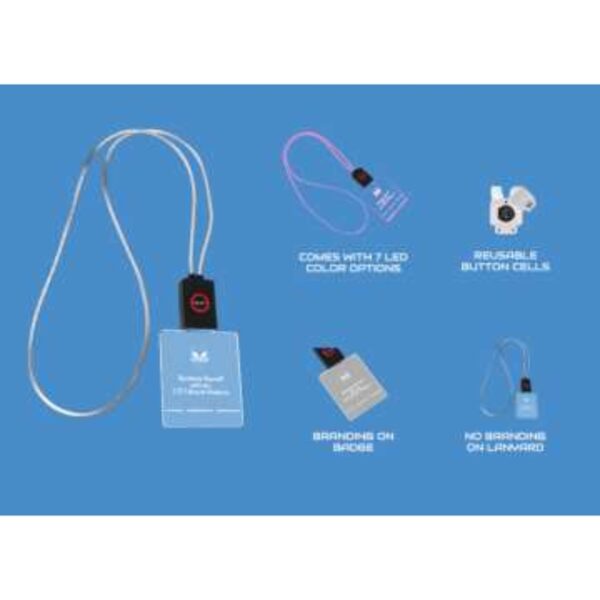 LED Badge Lanyard With Seven Color Options And Shoelace Strap For Flexible Identification At Conferences Or Staff Events