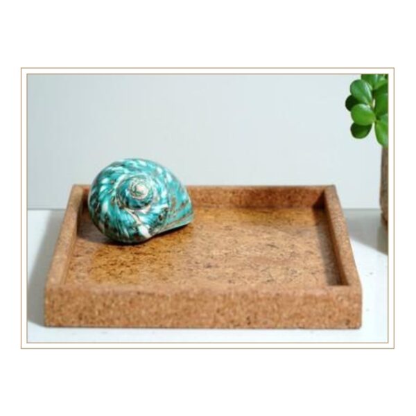 Classic Square Cork Organization Tray with Fine Natural Grain Pattern for Sophisticated Storage and Display Solutions