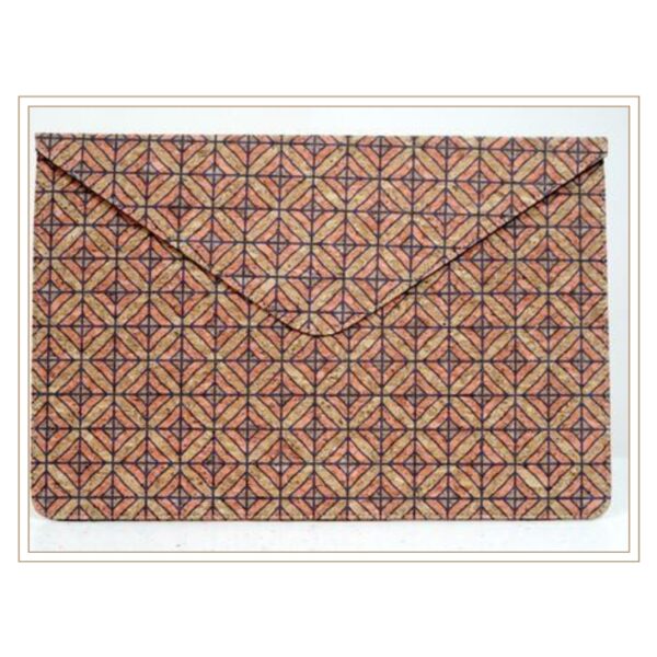 Cork Envelope Clutch with Intricate Star Pattern in Warm Earth Tones for Elegant Sustainable Fashion Accessories