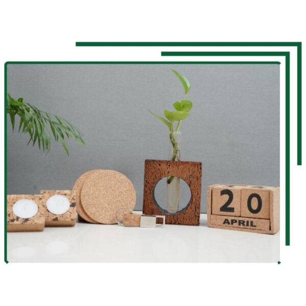 Complete Cork Desk Collection with Coasters, Planters, Calendar, and Accessories for Organized and Green Workspaces