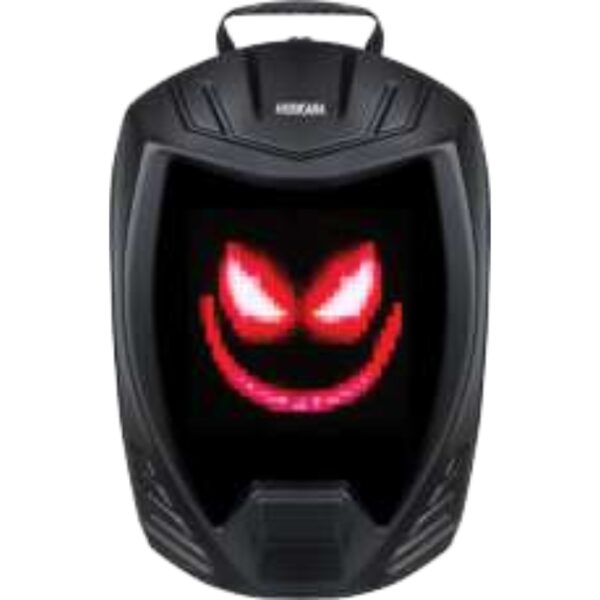 Stylish Hard-Shell Backpack With Animated Red Eyes And Smile LED Display For Expressive Students, Travelers, And Artists