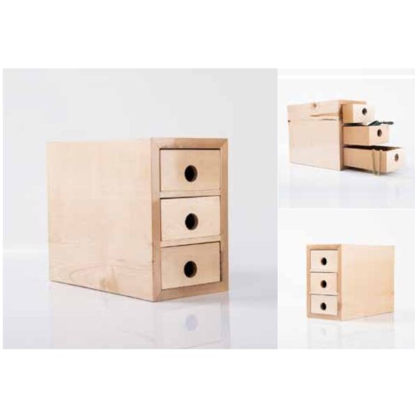 Wooden 3-Drawer Storage Box – 100% Made in India