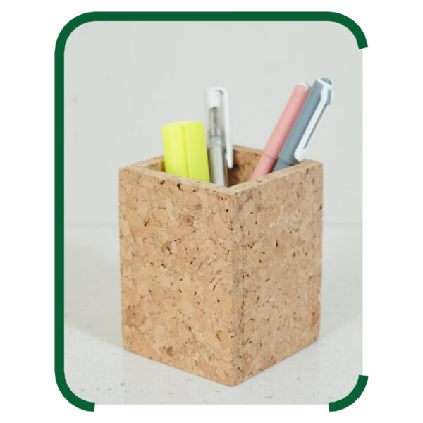 Natural Cork Pen and Stationery Holder for Desktop Organization and Clutter-Free Work Environment