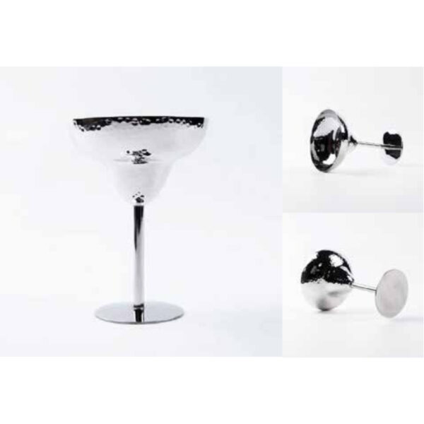 Premium Contemporary Hammered Silver Margarita Glass with Sleek Stem for Modern Entertaining – 100% Made in India