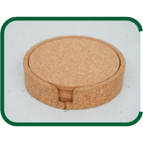 Premium Round Cork Coaster Set with Holder for Table Protection and Elegant Drink Service