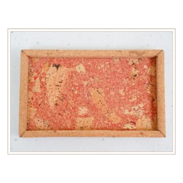 Sustainable Cork Display Tray with Rich Coral Red Texture Pattern for Warm and Inviting Home Organization Solutions