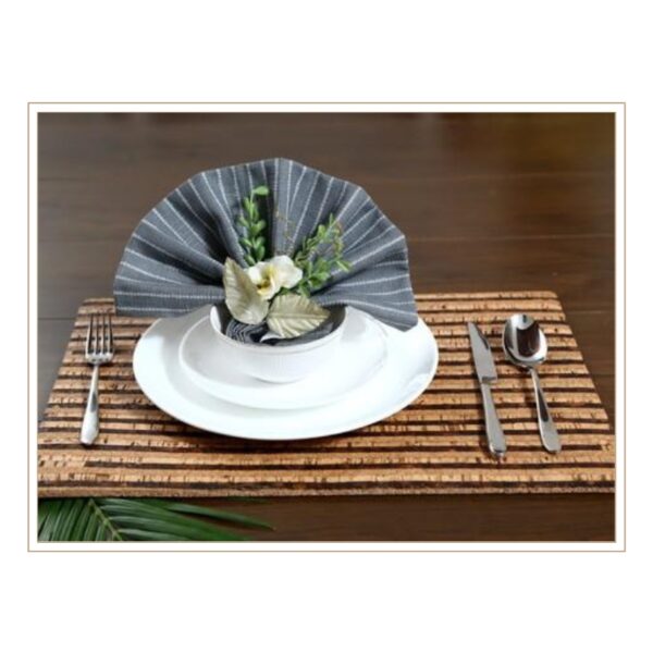 Contemporary Cork Placemat with Distinctive Linear Stripe Pattern for Modern Dining and Sophisticated Table Presentation