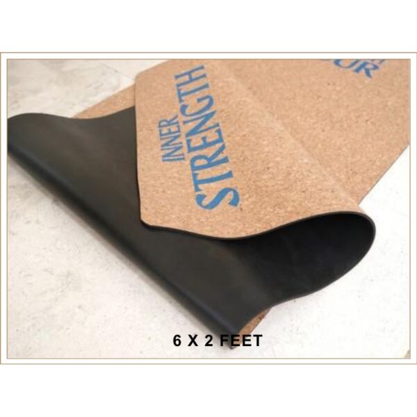 Dual-Layer Cork and Rubber Yoga Mat with Motivational Text