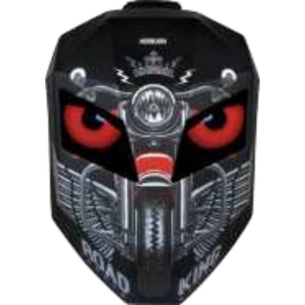 Rugged Road King Hard-Shell Motorcycle Backpack With Graphic Red Eyes Design For Bold Urban Adventurers And Riders