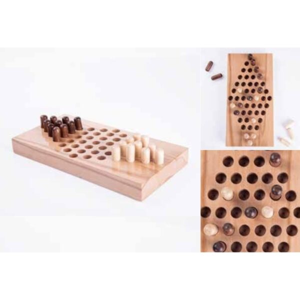 Handcrafted Wooden Strategy Board Game – Classic Two-Color Peg Puzzle for Sharp Minds – 100% Made in India