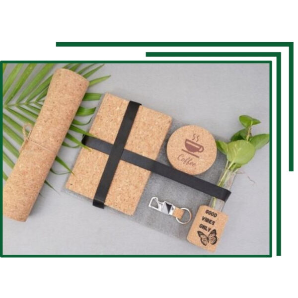 Comprehensive Cork Office Collection with Coaster, Pen Tube, Calendar, and Decorative Accents for Sustainable Workspaces