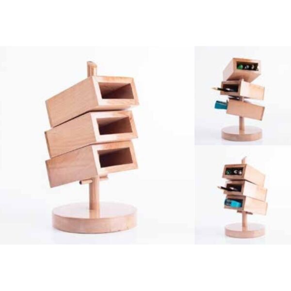 Unique Rotating Wooden Compartment Stand – Contemporary Swivel Organizer for Quick Access – 100% Made in India