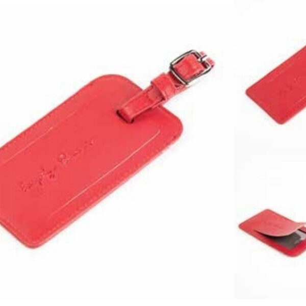 Vibrant Red Premium Faux Leather Luggage Tag with Secure Buckle Strap – 100% Made in India