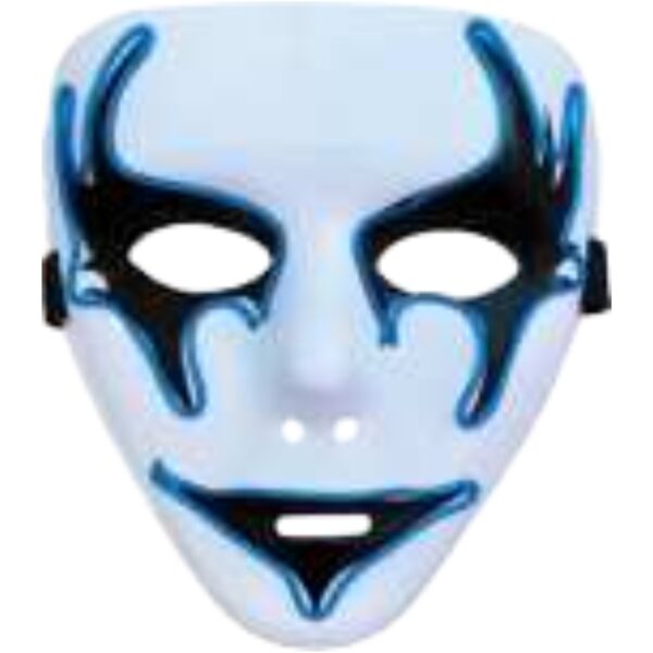 Festival Ready LED Mask with Cool Blue Neon Tubing for Eye-Catching Visual Effects at Nighttime Gatherings and Raves