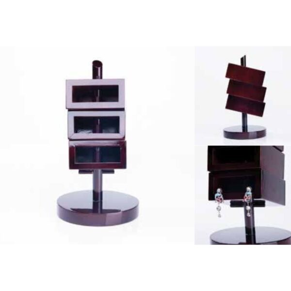 Luxurious Dark Wooden Rotating Compartment Organizer – Modern Multi-Drawer Swivel Stand for Jewelry and Accessories – 100% Made in India