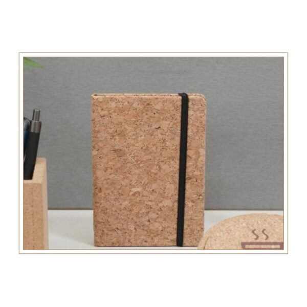 Practical Cork-Covered Notebook with Secure Elastic Closure for Everyday Professional and Personal Organization