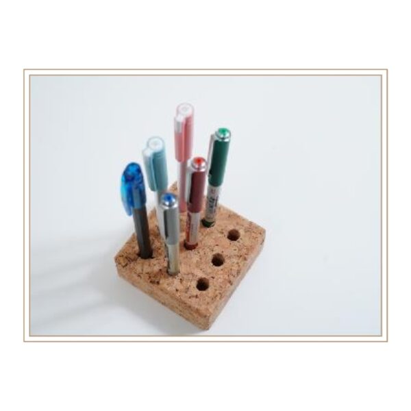 Contemporary Cork Multi-Device Desktop Station for Smartphones, Accessories, and Writing Instruments Organization