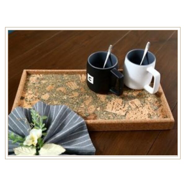 Artistic Cork Serving Tray with Distinctive Mixed Pattern Design for Creative Entertaining and Sustainable Table Service