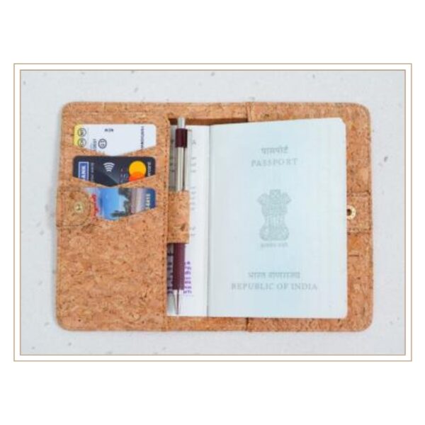 Multi-Function Cork Passport Wallet with Card Slots and Document Organization for Sustainable Travel Accessories