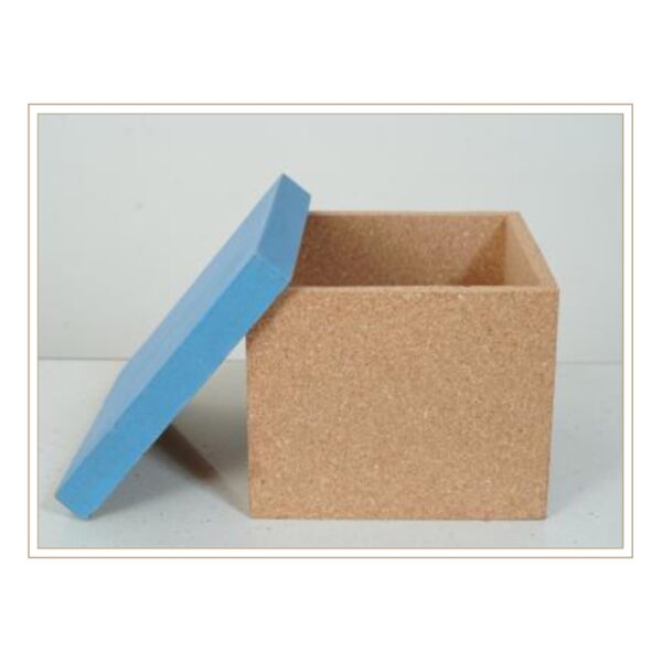 Minimalist Square Cork Storage Box with Elegant Blue Lid for Compact and Decorative Organization