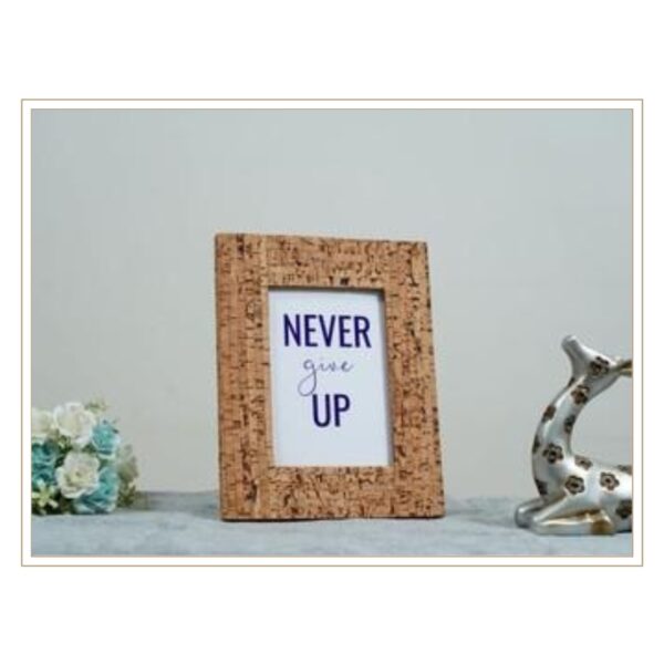 Classic Cork Photo Frame Displaying Motivational Quote with Elegant Decor