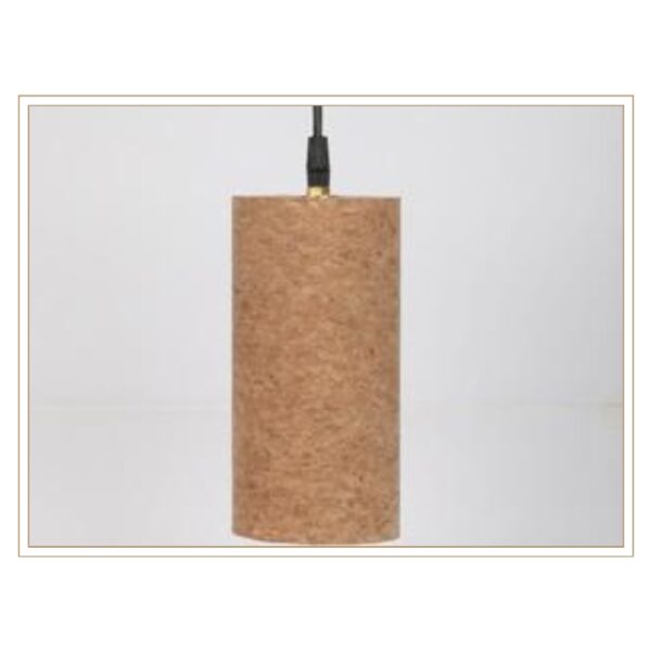 Sleek Cylindrical Cork Pendant Lamp for Modern Home, Office, or Cafe with Sustainable Lighting Approach