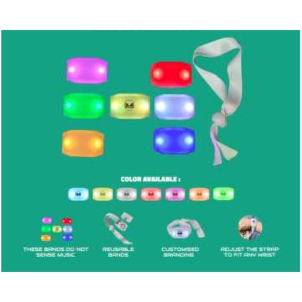 Multi-Color LED Wristbands With Adjustable Strap And Custom Branding For Versatile Use At Parties Or Sporting Events