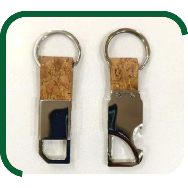 Dual-Utility Cork and Metal Keychain for Everyday Convenience