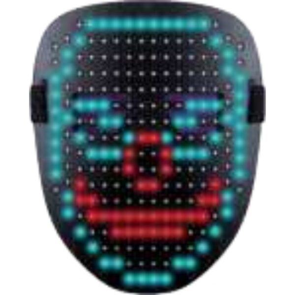 Programmable LED Matrix Mask Displaying Colorful Animated Patterns for Tech-Driven Entertainment and Creative Party Costumes