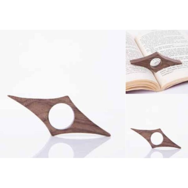 Handcrafted Walnut Wooden Page Holder – Ergonomic Triangle Thumb Bookmark Tool for Comfortable Reading – 100% Made in India