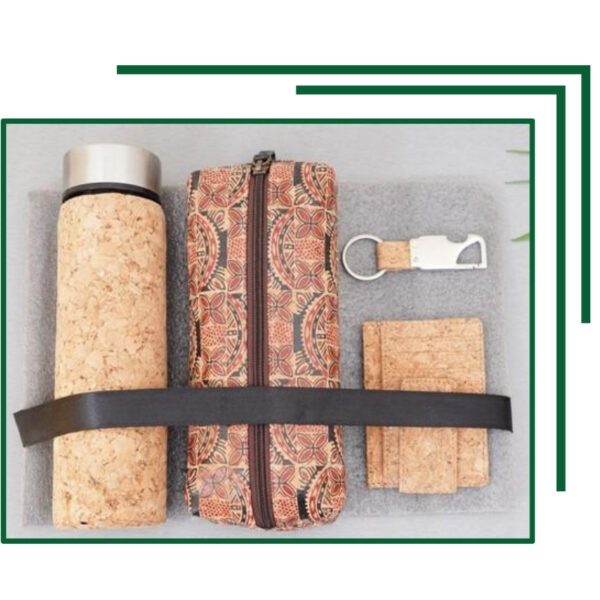 Ultimate Eco-Friendly Gifting Set With Cork Bottle, Pouch, Card Holder, And Keychain For Thoughtful Everyday Utility