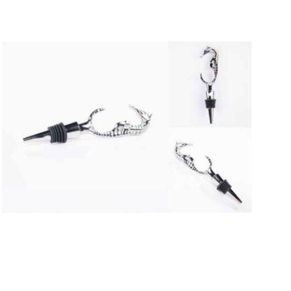 Handcrafted Silver Wine Bottle Stopper with Intricate Seahorse Motif for Ocean-Inspired Entertaining – 100% Made in India