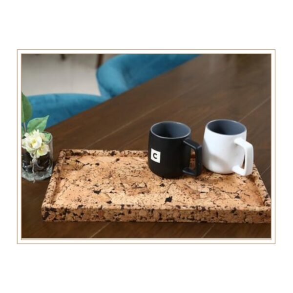 Classic Natural Cork Coffee Tray with Beautiful Speckled Texture for Everyday Use and Sustainable Home Entertainment