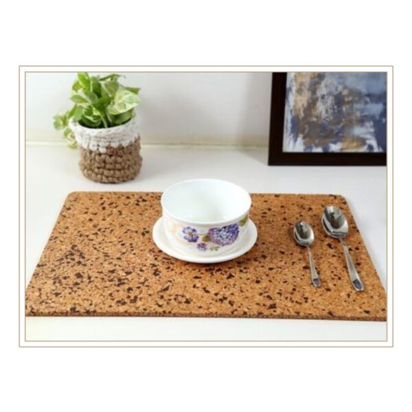 Generous-Sized Cork Placemat with Fine Speckled Texture for Comprehensive Table Protection and Elegant Dining Presentation