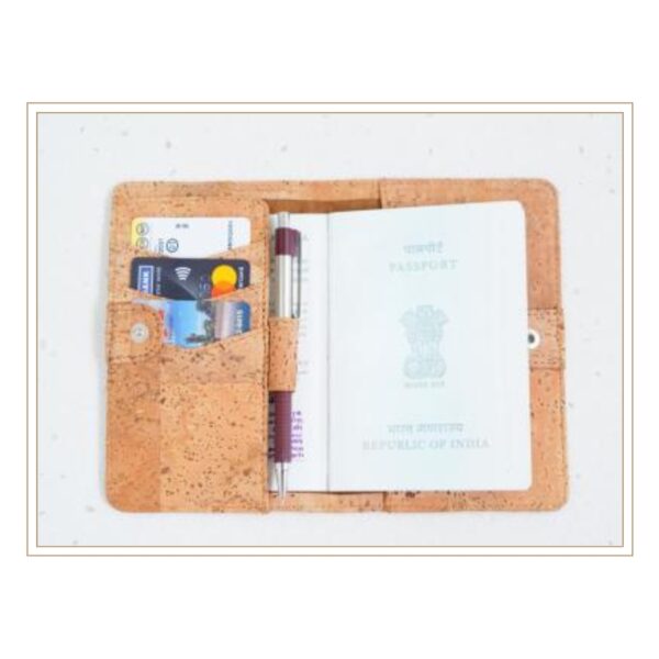Executive Cork Travel Document Organizer with Passport Holder and Multiple Card Slots for Professional Travel Management
